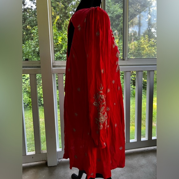 Free People Red Sweet Tennessee Mini Embroidered Women's Dress with pockets - Picture 7 of 11